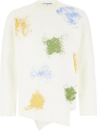 Comme Des Gar&ccedil;ons Paint Printing Knit - Heren - Ronde hals truien - Wit - M - Truien & Vesten