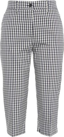 Liu Jo Blauwe geruite capribroek stijlvolle look - Dames - Vrijetijds broeken - Blauw - S - Broeken