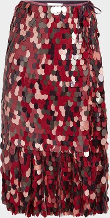 Dries Van Noten Sprity Sequined Midi Wrap Skirt