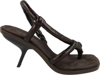Ferragamo Womens Fleur Leather Sandals In Dark Brown