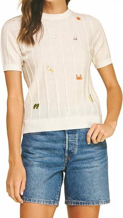 Pinch Design Seaside Embroidered Knit Sweater In White
