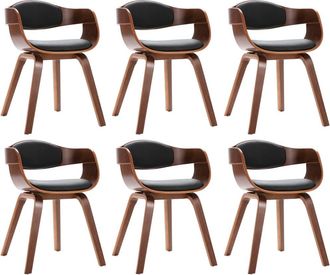 vidaXL Sillas De Comedor 6 Unidades Madera Curvada Y Cuero Sint&eacute;tico