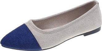 Generic Ladies Wide Fit Shoes Memory Foam Trainers Ladies Ladies Fashion Color Matching Suede Love Low Top Pointed Flat Casual Shoes Ladies Wide Fit Shoes Mem