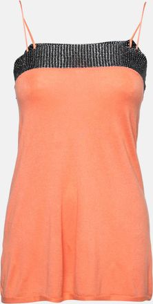 Emporio Armani Orange Beaded Detail Sleeveless Knit Top