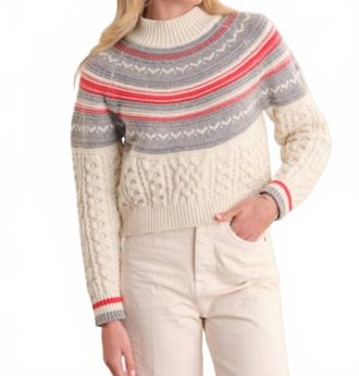 525 america Ayana Cable Pullover With Pattern Yoke In Sea Salt Combo