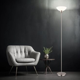 Globo Lighting Globo Lighting - Lampada da terra nichel opaco proiettore da soffitto paralume in vetro opale lampada da terra lampada da soggiorno, metallo, attacco