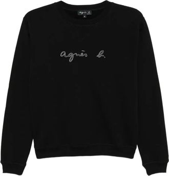 agnès b. embroidered-logo sweatshirt - women - Cotton - 2 - Black