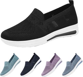Generic Clearance UK Women Slip On Walking Shoes Mesh Breathable Lightweight Casual Orthopedic Sneakers for Women UK Low Top Sport Shoe All Day Walking Ladies