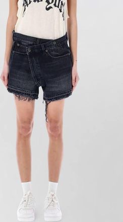 R13 crossover denim shorts five pocket design