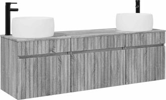 vidaXL Juego De Muebles De Ba&ntilde;o 3 Uds. Sonoma Gris 49 X 44,5 X 66 Cm Vidaxl