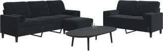 vidaXL Vidaxl - Juego De Sof&aacute;s Con Cojines 3 Piezas Terciopelo Negro