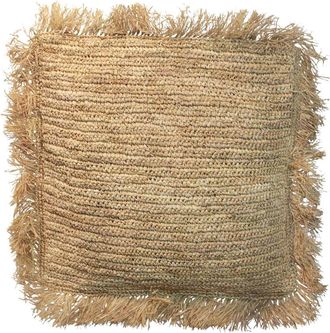 Bazar Bizar Funda de coj&iacute;n de rafia en marr&oacute;n 60x60x10 cm