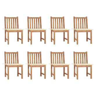vidaXL Sillas De Jard&iacute;n 8 Unidades Madera De Teca Con Cojines Vidaxl