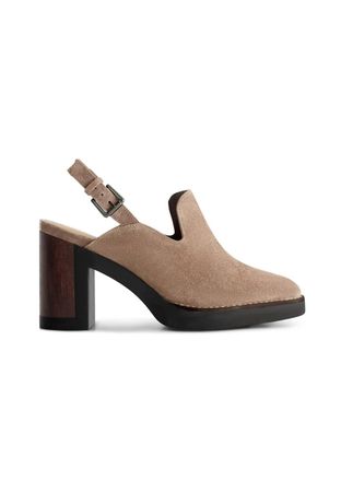 Bernardo Womens Neza Slingback Heeled Loafer In Sandstone Split Suede