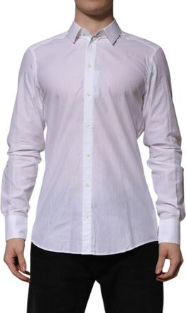 Dolce & Gabbana White Cotton MARTINI Long Sleeve Formal Mens Shirt