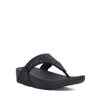 Dune London Womens Fitflop Ladies Lulu Glitter To - Toe Post Sandals - Black - Size UK 7