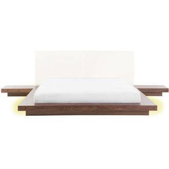 Beliani Beliani - Letto giapponese in legno marrone con led 160 x 200 cm Zen