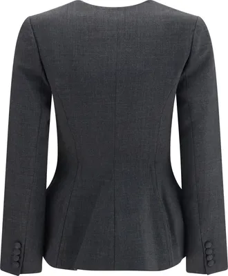 Self Portrait Womens Collarless Wool Jacket Grey