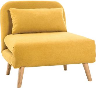 Miliboo Miliboo - Sillón cama nórdico de tela amarillo mostaza amiko