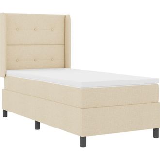 vidaXL Box Spring Bed with Mattress Cream 100 x 200 cm Fabric vidaXL