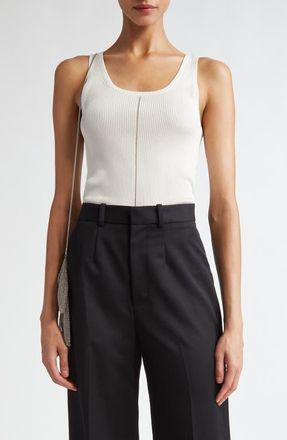 GRACE LING Logo Tag Rib Tank in Ivory at Nordstrom, Size X-Small