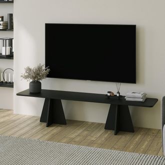 Dmora Mobile Porta Tv Cairano, Peso Supportato 40 Kg, Installazione A Terra, 180x42x40h Cm Nero
