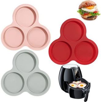 OEM Juego De 3 Moldes De Silicona Antiadherentes Para Huevos, Cada Uno Con Tres Cavidades, Aptos Para Freidoras De Aire De 6 Litros O M&aacute;s