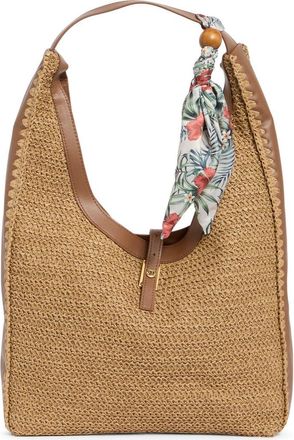 Steve Madden Bfreya Hobo Bag in Natural Raffia/Nutshell Pu at Nordstrom Rack