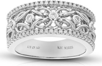 Vir Jewels 1/3 cttw Lab Grown Diamond Wedding Band in Sterling Silver For Women