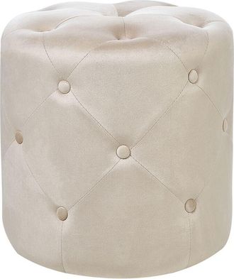 Beliani Beliani - Moderno puf decorativo redondo acolchado reposapiés de sala de estar beige Corolla