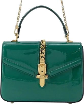 Gucci 2016-2025 Mini Patent Sylvie 1969 Top Handle Bag satchel - women - Patent Leather - One Size - Green