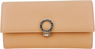 Bulgari Beige Leather Long Wallet (Bi-Fold) (Pre-Owned)