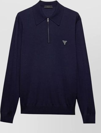 Prada long sleeve wool polo knit sweater