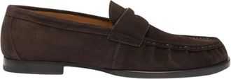 Scarosso Handgemaakte Bruine Su&egrave;de Penny Loafers - Heren - Loafers - Bruin - 45 EU - Su&egrave;de - Schoenen