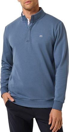 Travis Mathew Cloud 2.0 Quarter Zip Pullover in Bering Sea at Nordstrom, Size Xx-Large