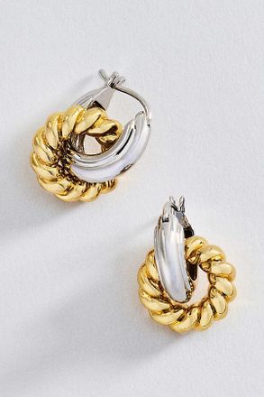 Luv AJ Two-Tone Rope Interlock Hoops