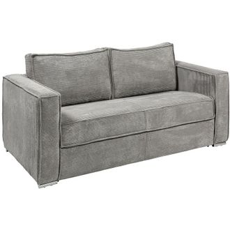 Vente-Unique Vente-unique - Divano letto 3 posti a ribalta letto 140 cm Materasso 14 cm in Velluto a coste Grigio Posto - loreto