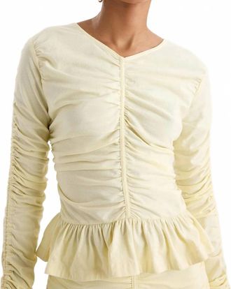 Merlette Arena Peplum Cropped Top In Straw