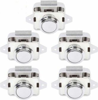 OEM Bot&oacute;n Pulsador Plateado De 5 Piezas Para Rv, Caravana Y Autocaravana - Cierre De Puerta, Cerradura De Armario