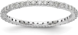 Diamond2Deal 14k White Gold Polished Shared Prong 1/2 Ct Diamond Eternity Band Ring