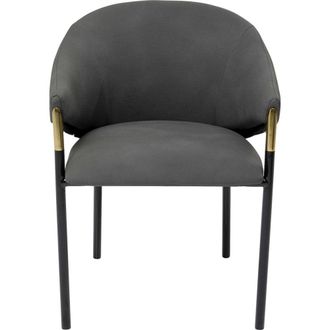 Kare Design Silla con reposabrazos gris y acero negro