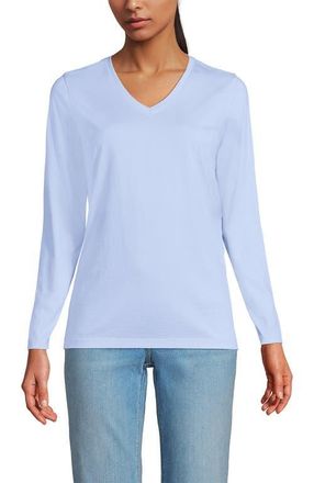 Lands End Relaxed Supima Cotton Long Sleeve V-Neck T-Shirt in Clearlake Blue at Nordstrom, Size X-Large P