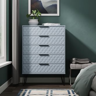 Lewis's Harlequin 5 Drawer Chest in Denim Blue - Ready Assembled - Lewiss Home | TJ Hughes