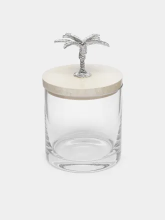 Objet Luxe Palm Tree Silver-Plated, Shell and Glass Jar