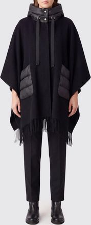 Herno Mantella Resort in lana e cashmere con inserti trapuntati e frange