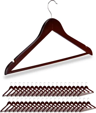 Relaxdays Pack 40 Perchas Ropa Con Gancho Giratorio, Madera, Marr&oacute;n, 44,5 Cm De Ancho