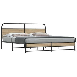 Berkfield Home Metal Bed Frame without Mattress Smoked Oak 180x200 cm Super King in Brown