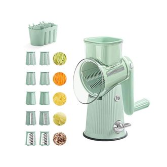 OEM Rallador De Queso, Rallador De Verduras, Mandolina De Cocina, Cortador De Verduras Multifuncional Con 10 Cuchillas De Tambor: Grueso, Medio, Fino, Ond
