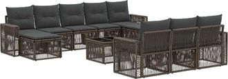 vidaXL Conjunto De Sof&aacute;s De Jard&iacute;n 11 Uds. Gris Y Gris Oscuro Vidaxl