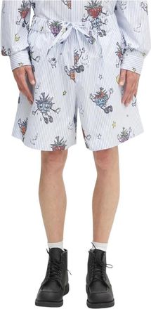 Sky High Farm Strawbabies Shorts - Heren - Korte Broeken - Blauw - L - Katoen - Korte Broeken